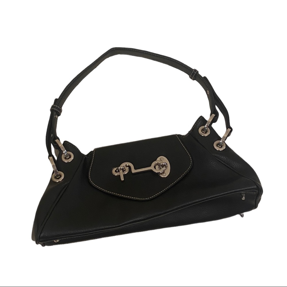 Vintage 90s Black Leather Shoulder Bag